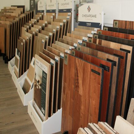 Showroom display of hardwood flooring samples