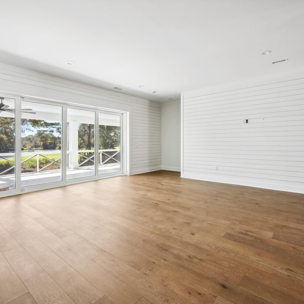 Finished hardwood floor in newly completed room
