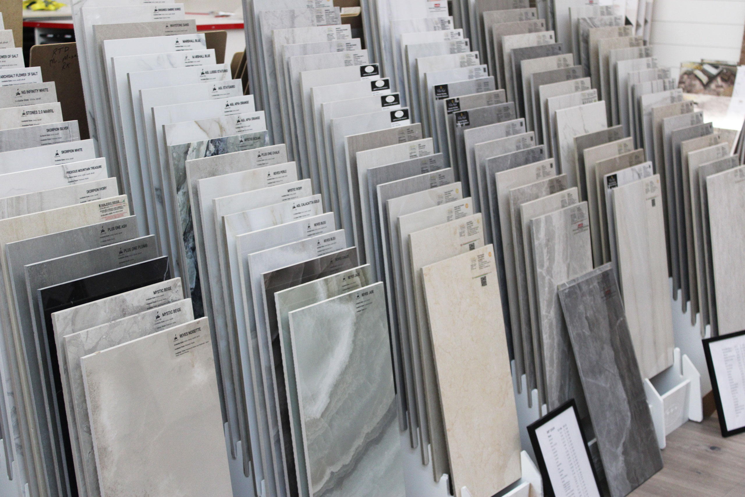 Tile and stone selections in the J&S Flooring showroom